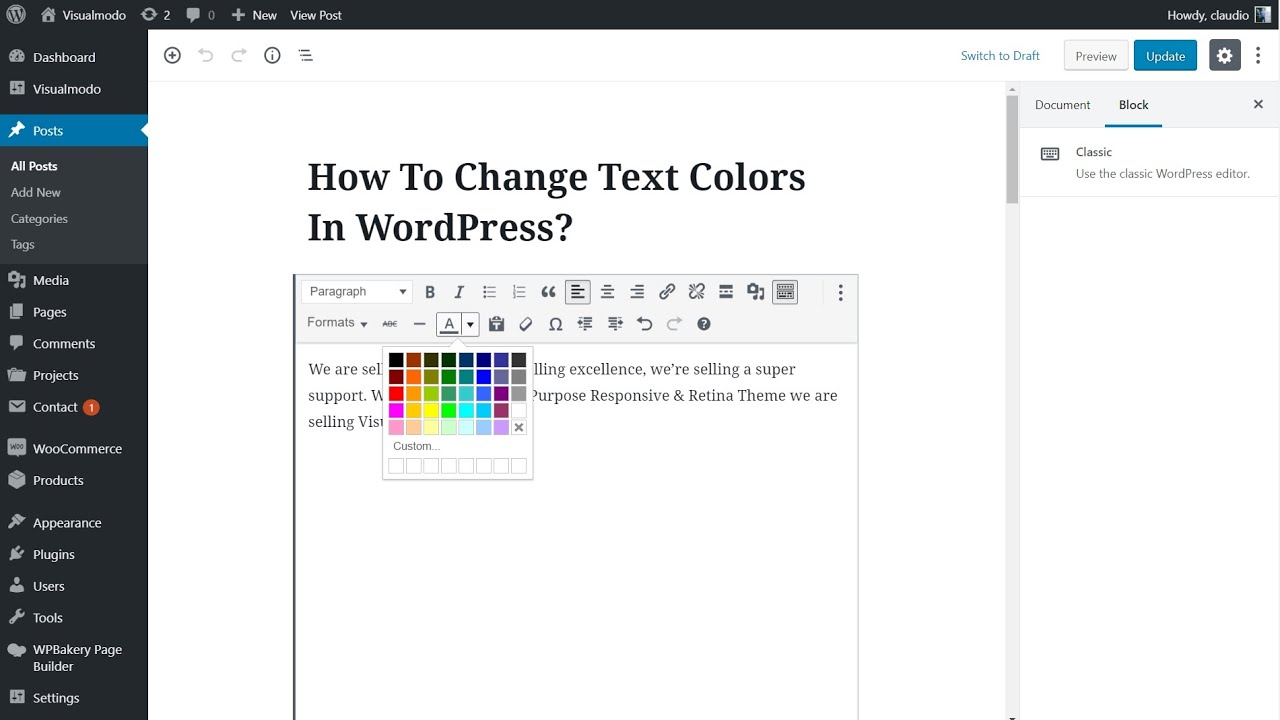 How To Change Text Color In Wordpress Elementor